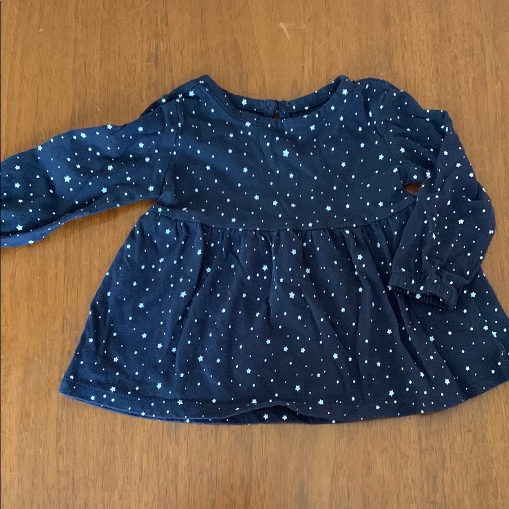 😊FREE😊 George Navy Blue Star Patterned Long Sleeve Top size 3-6m